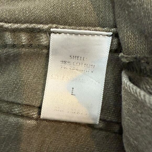 Miou Muse Jeans Womens Large Green Olive Wide Leg Raw Hem High Rise - Picture 8 of 9